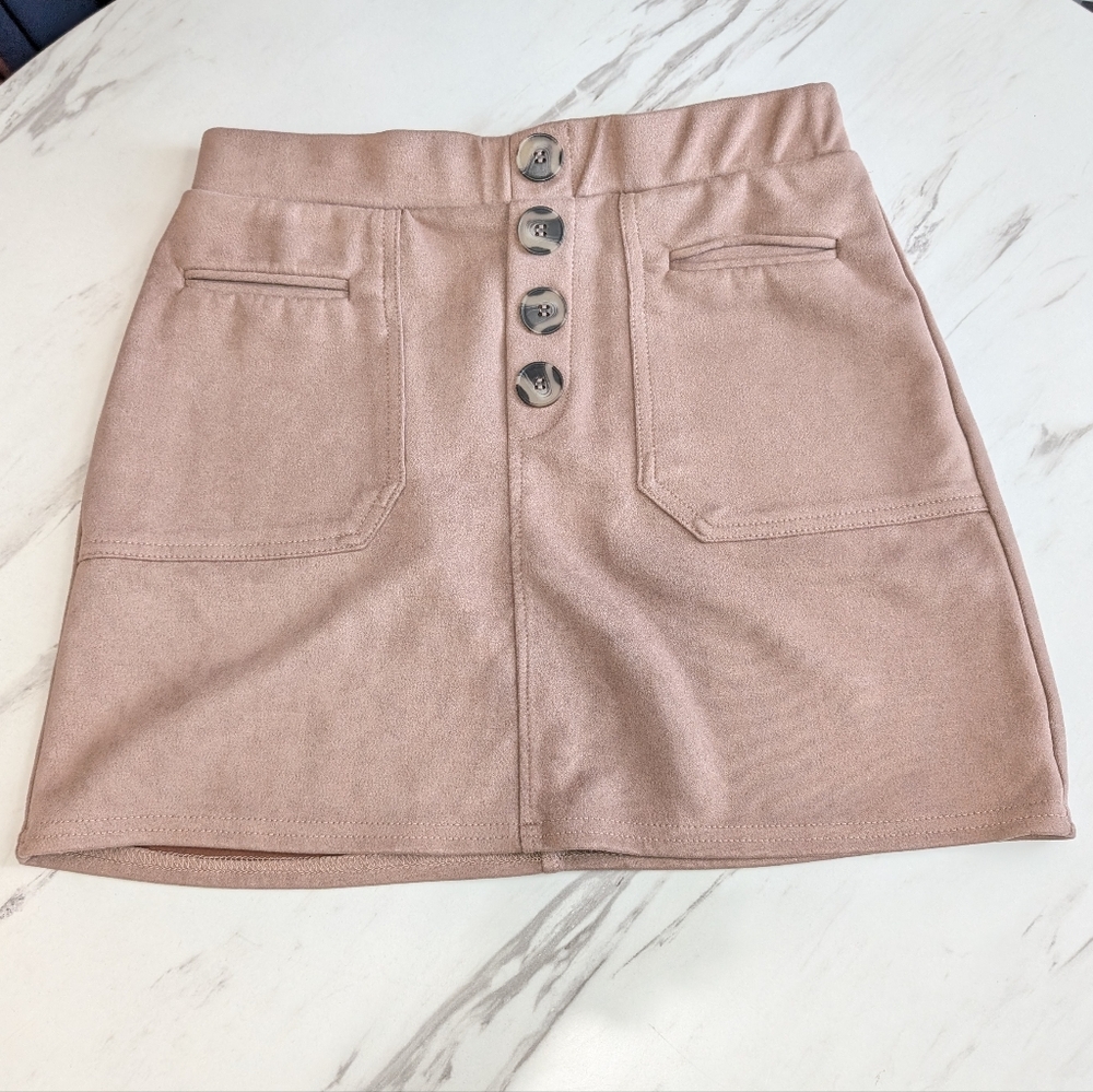 Blashe Women's Suede Button-Front Tan Skirt Size M
